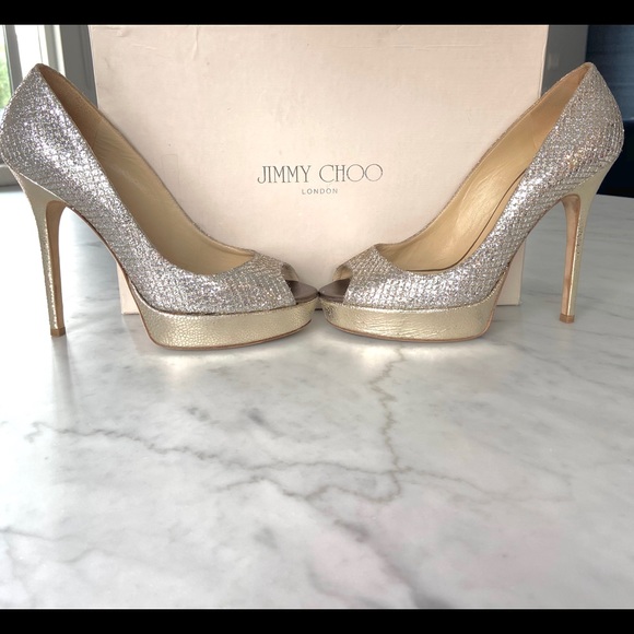 Jimmy Choo Crown Gold Silver Champagne Heel - Picture 3 of 16
